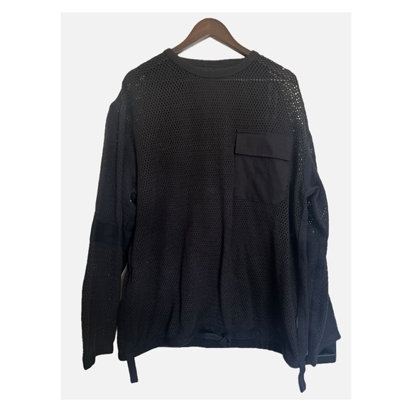 Maharishi Scrim Net Crew Mesh Sweatshirt along Sleeve Top Black XL - Picture 2 of 9